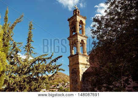 Bell tower of Agios Georgios (Saint George) church at Palaichori village. Cyprus Nicosia District