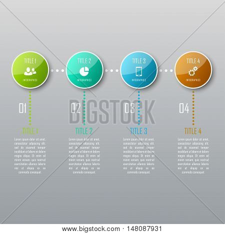 Four steps infographics. Infographic timeline template can be used for chart, diagram, web design, workflow layout