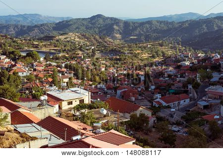 View of Pelendri village. Cyprus Limassol District.