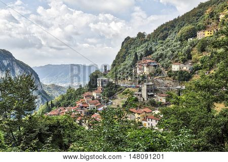 mountain village Casoli LU Tuscany Italy in Summer