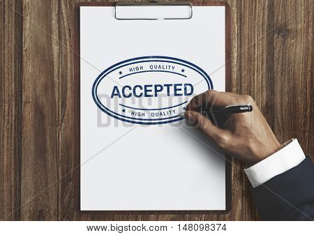 Accepted Approve Authorised Certified Decision Concept