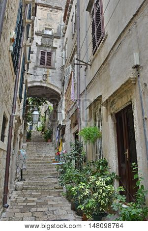 An old historic road in Dubrovnik Old Town.