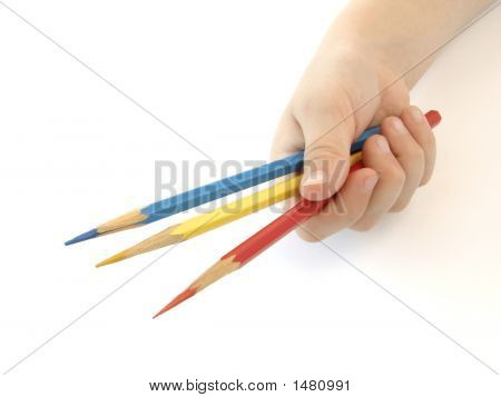 Hand With Pencils