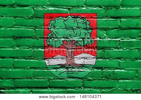 Flag Of Walbrzych, Poland, Painted On Brick Wall