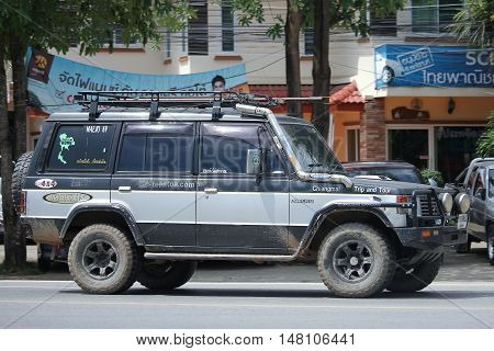 CHIANGMAI THAILAND -AUGUST 18 2016: Old Mitsubishi Pajero Suv Car. On road no.1001 8 km from Chiangmai city.