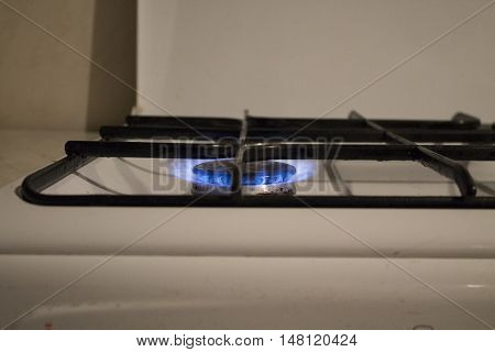 burning fire on a tile for cooking