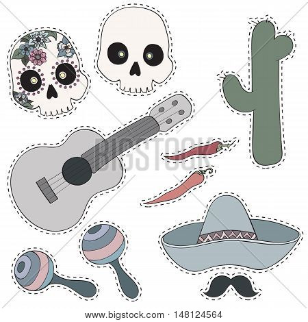 Mexico set. Collection of Cinco de Mayo design elements vector illustration