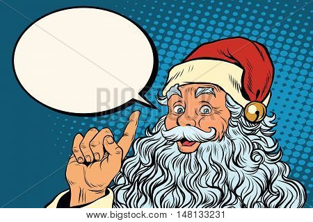 Santa Claus resembles pop art retro vector illustration. Christmas and New year