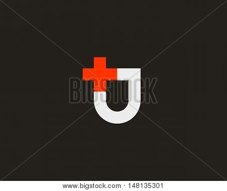 Abstract shield plus vector logo design. Additional protection, insurance creative idea symbol. Medical cross logotype