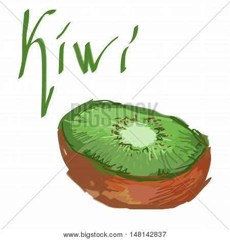 abstract kivi made rough brush strokes on white background