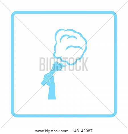 Football Fans Hand Holding Burned Flayer With Smoke Icon