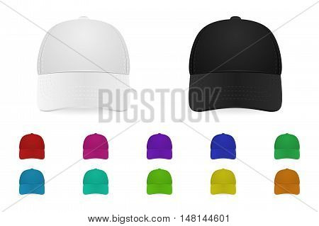 Set of baseball caps. Vector EPS10 illustration.