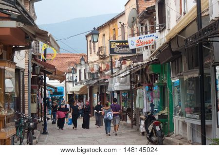 MACEDONIA, SKOPJE - AUGUST 08, 2014: Old town in the center of Skopje, Macedonia. Skopje is the capital and largest city of the Republic of Macedonia.