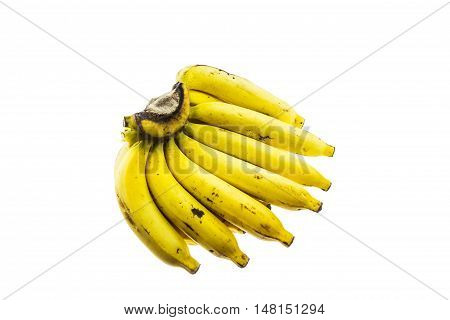 Ripe banana isolated on white background. It is good food for excretion