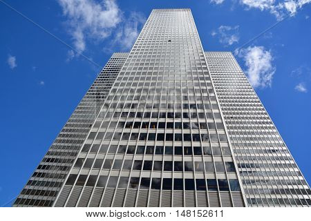 MONTREAL QUEBEC CANADA 09 15 2016: Place ville Marie building .1 Place Ville Marie a 47-storey, cruciform office tower built in the International style in 1962.