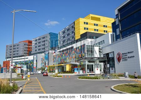 MONTREAL CANADA SEPTEMBER 14 2016: New McGill University Health Centre (MUHC) and shriners hospital a network of teaching and community hospitals