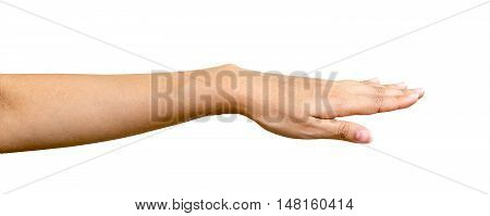 Female hand isolated on white background clipping path included.