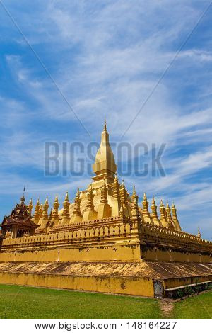 Golden Pagoda In Laos Closeup Detail Art