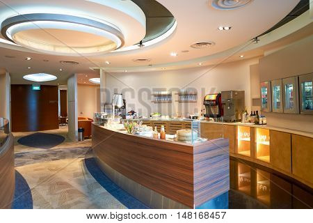 SINGAPORE - CIRCA AUGUST, 2016: dnata lounge in Changi Aiport. Changi Airport is the primary civilian airport for Singapore.