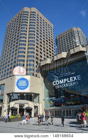 MONTREAL CANADA SEPT 15 2016 :Complexe Desjardins is a mixed-use office, hotel, and shopping mall complex located in Montreal, Quebec, Canada