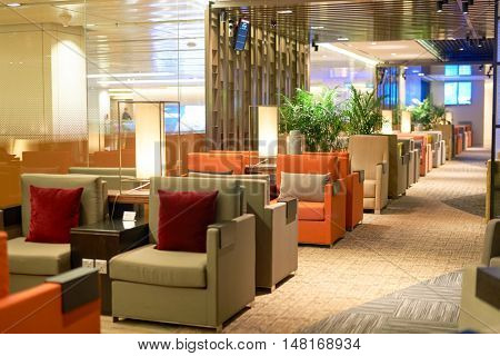 SINGAPORE - CIRCA SEPTEMBER, 2016: interiof of dnata lounge in Changi Aiport. Changi Airport is the primary civilian airport for Singapore.