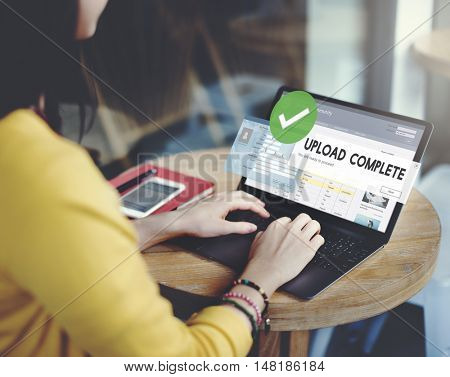Upload Complete Data Uploading Submit Technology Concept