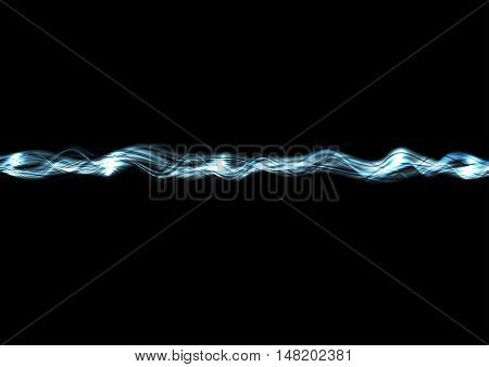 Blue glossy iridescent electric wave background. Vector Tesla electricity neon glowing design