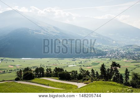 Mountains and grass of South Tyrol In Italy