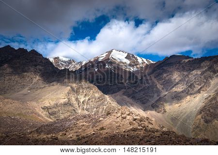 Himalayan mountain landscape along Manali - Leh National Highway in Ladakh, Jammu and Kashmir state, India.