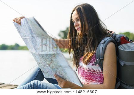 Map Destination Direction Route Travel Trip Trek Concept