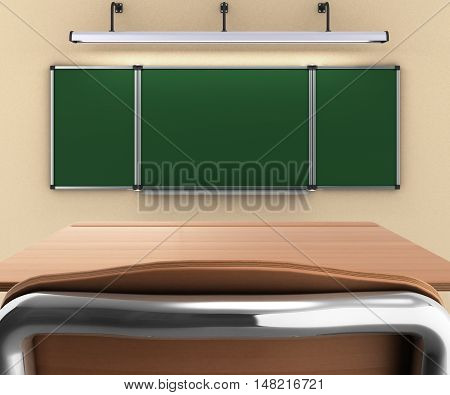 School Desk And Chair 3D Render Whith School Desck