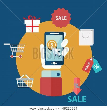 Mobile Marketing in Flat design vector illustration