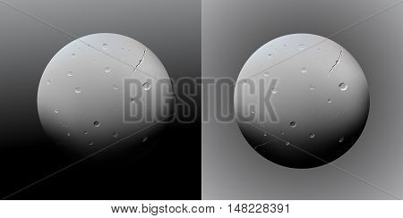 Realistic vector abstract planet on two gray gradient backgrounds.