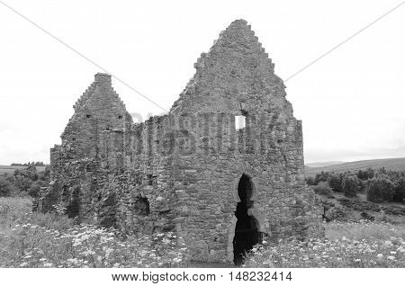 A view of the ruins of a stable building at Crichton castle