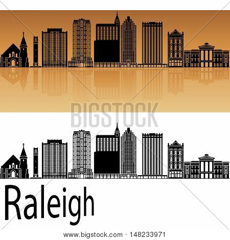 Raleigh skyline in orange background in editable vector file