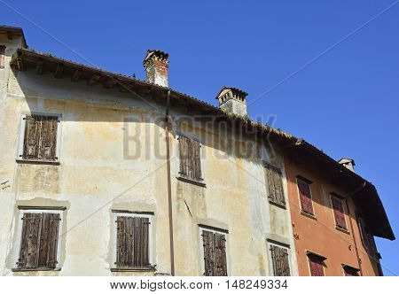 Historic old buildings in the small Italian town of Valvasone in Friuli Venezia Giulia.