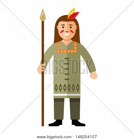 Warrior with lance. Isolated on a white background