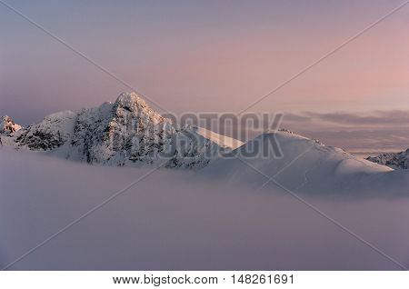 Beautiful winter mountain landscape. The Tatra Mountains