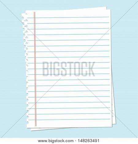 Notebook paper sheet. School notebook paper. Vector illustration