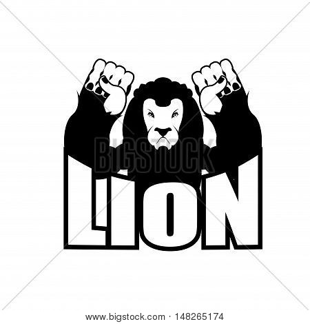Angry Lion. Aggressive Wild Beast. Logo Big Leo. Evil Wild Animal. Emblemo For Sports Team
