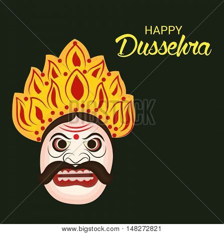 illustration of Creative banner or poster of dussehra with Ravana head.