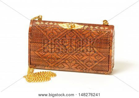 Woven Handmade Bag for WomenThai handicraft woman basketry isolate on white