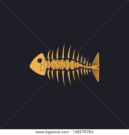 Fishbone Color vector icon on dark background