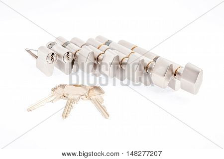 an security lock with cylinder and key door handle