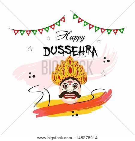 illustration of Creative banner or poster of dussehra with Ravana head.