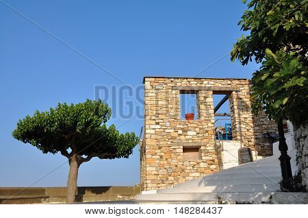 Alonissos island, Greece - June 28, 2016: Old Alonissos view image.