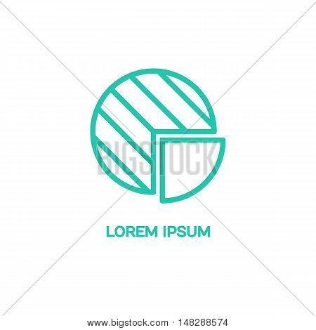 Line style logotype template with schedule. Isolated on background and easy to use. Clean and minimalistic symbol. Economic concept.
