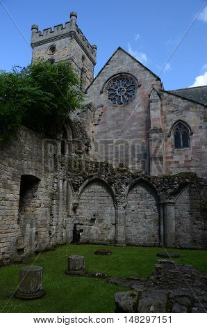 A view of the ruins of the medieval abbey at Culross