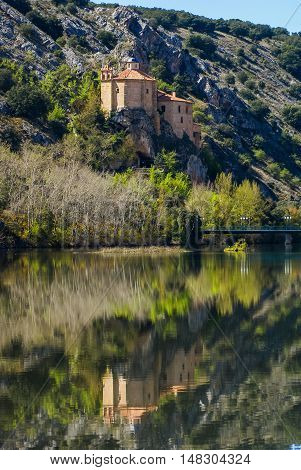 Beautiful Landscape With River Duero, St. Saturio Chirch And Reflections In Water