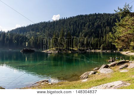 Lake Cauma Near The Village Flims In Switzerland